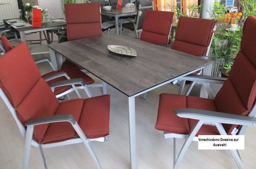 KETTLER-Garnitur "Forma"  Aluminium silber für 6 Personen - Tisch in Schieferoptik